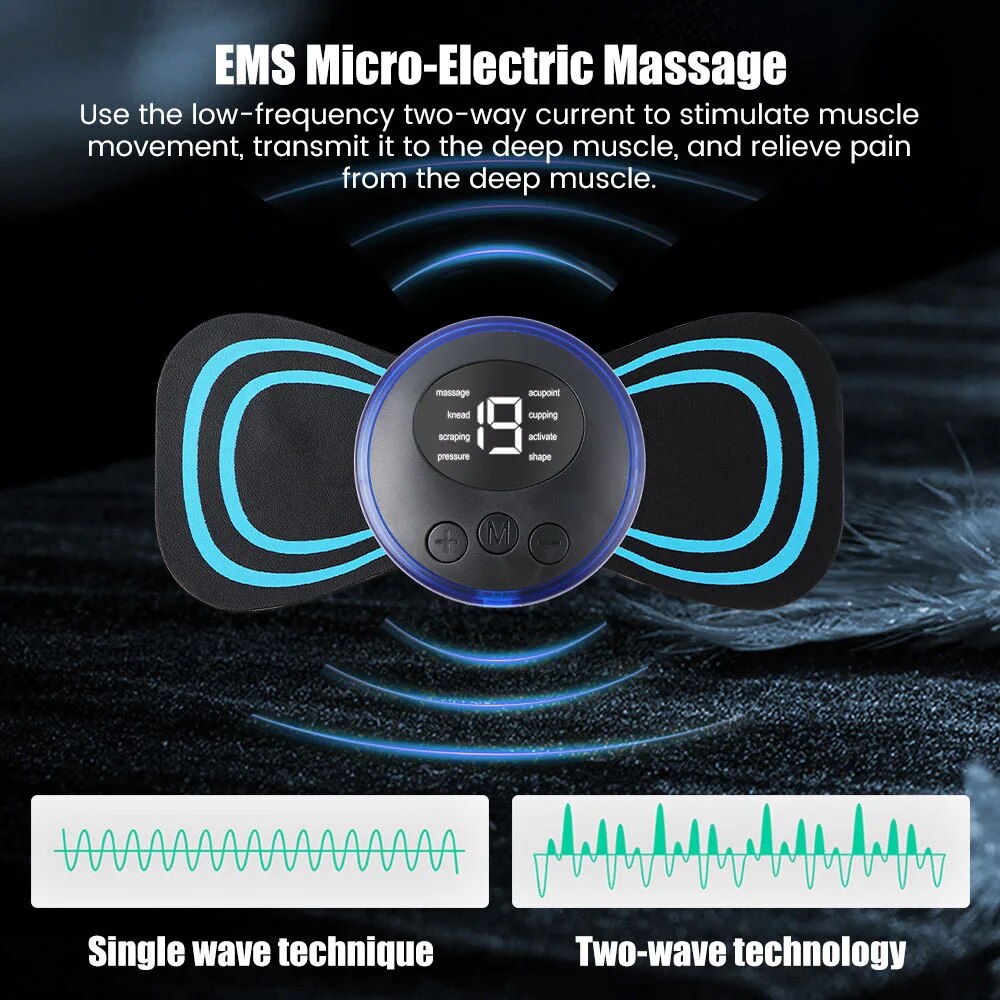 Neck Back Massager Sticker EMS Pulse Mini Electric Cupping Massage for Shoulder Leg Cervical Body Muscle Stimulator Relief Pain